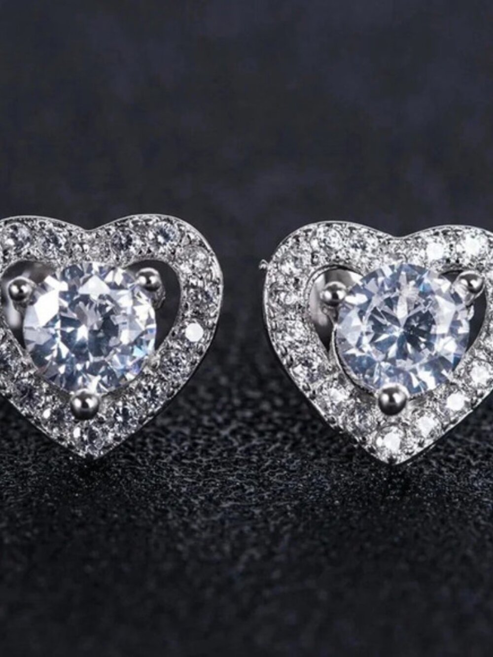 💞 Lovely Round Dainty Zircon Hollow Heart Earrings for Women, UNVN12424